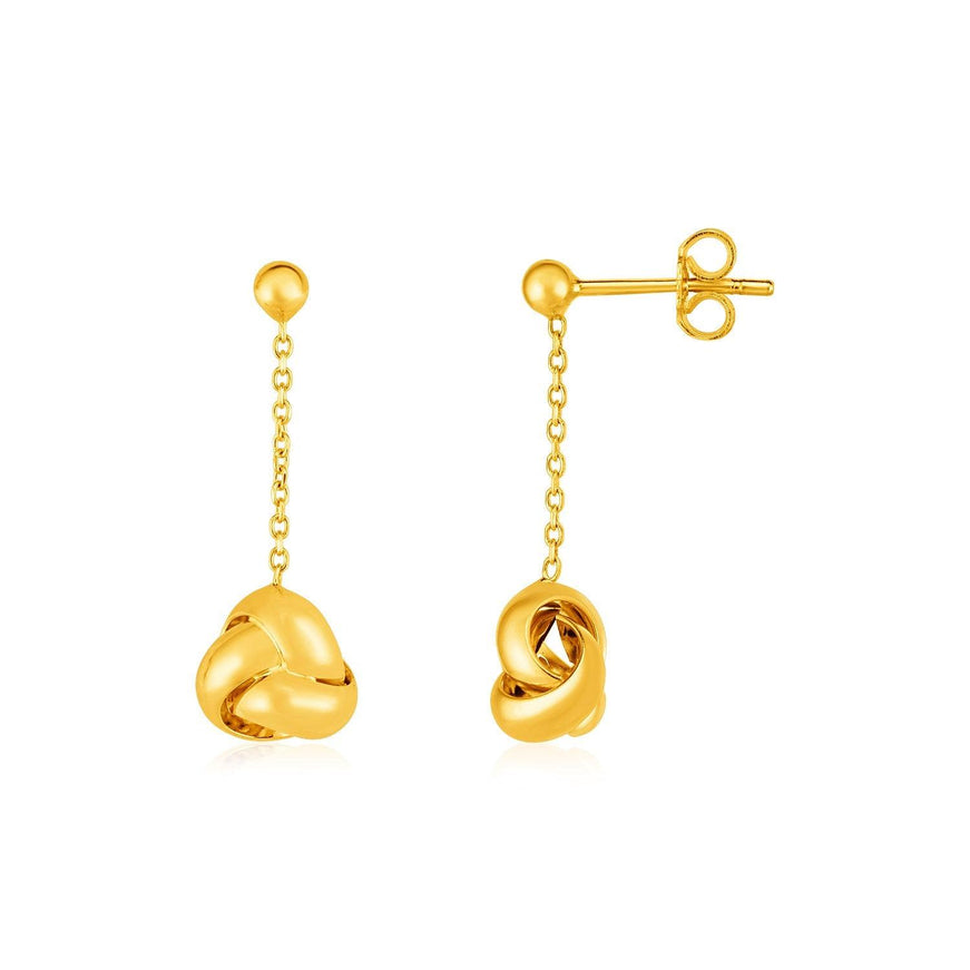 14k Yellow Gold Love Knot Drop Earrings - Ellie Belle