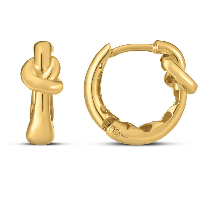 14k Yellow Gold Love knot Hoops - Ellie Belle