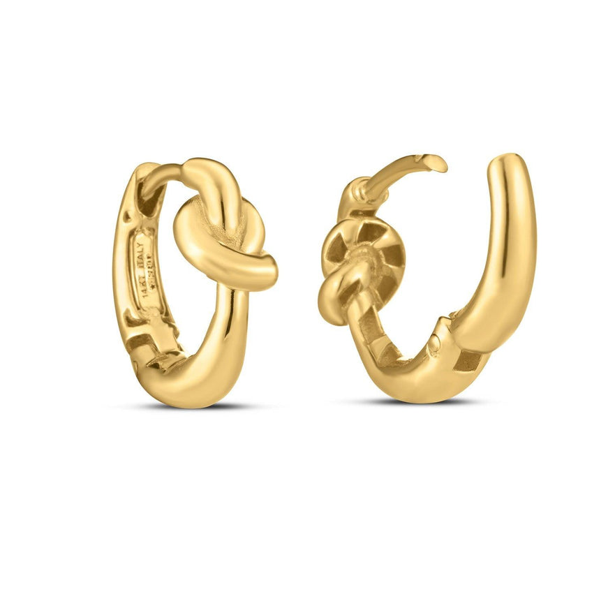 14k Yellow Gold Love knot Hoops - Ellie Belle