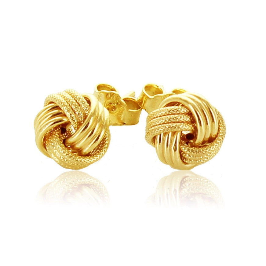 14k Yellow Gold Love Knot with Ridge Texture Earrings - Ellie Belle