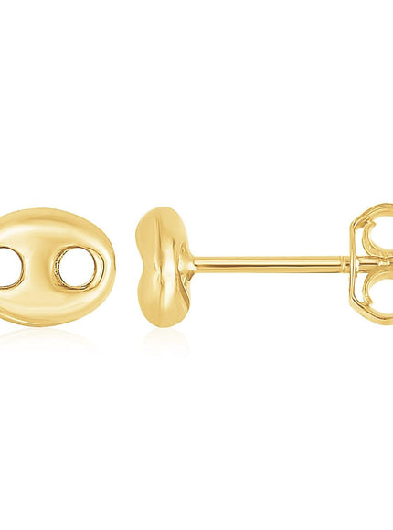 14K Yellow Gold Mariner Link Button Earrings - Ellie Belle