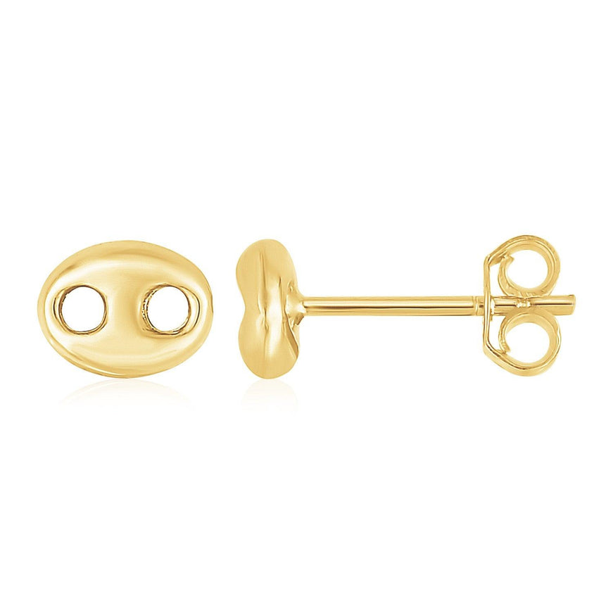 14K Yellow Gold Mariner Link Button Earrings - Ellie Belle