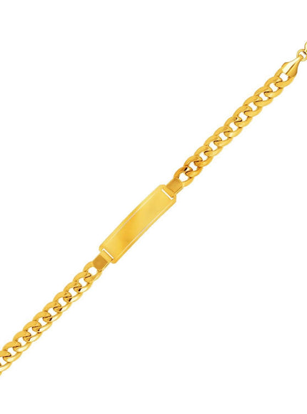 14k Yellow Gold Men's ID Cuban Chain Bracelet - Ellie Belle