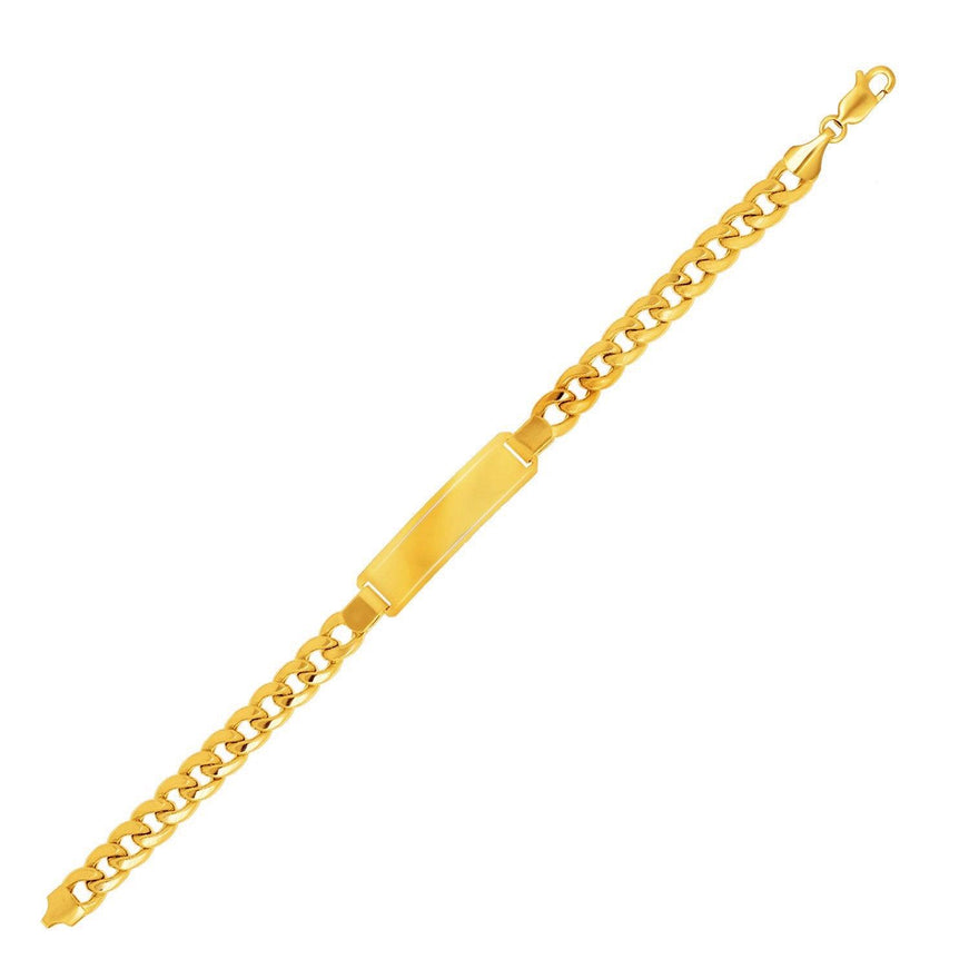 14k Yellow Gold Men's ID Cuban Chain Bracelet - Ellie Belle