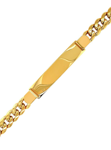 14k Yellow Gold Men's ID Cuban Chain Bracelet - Ellie Belle