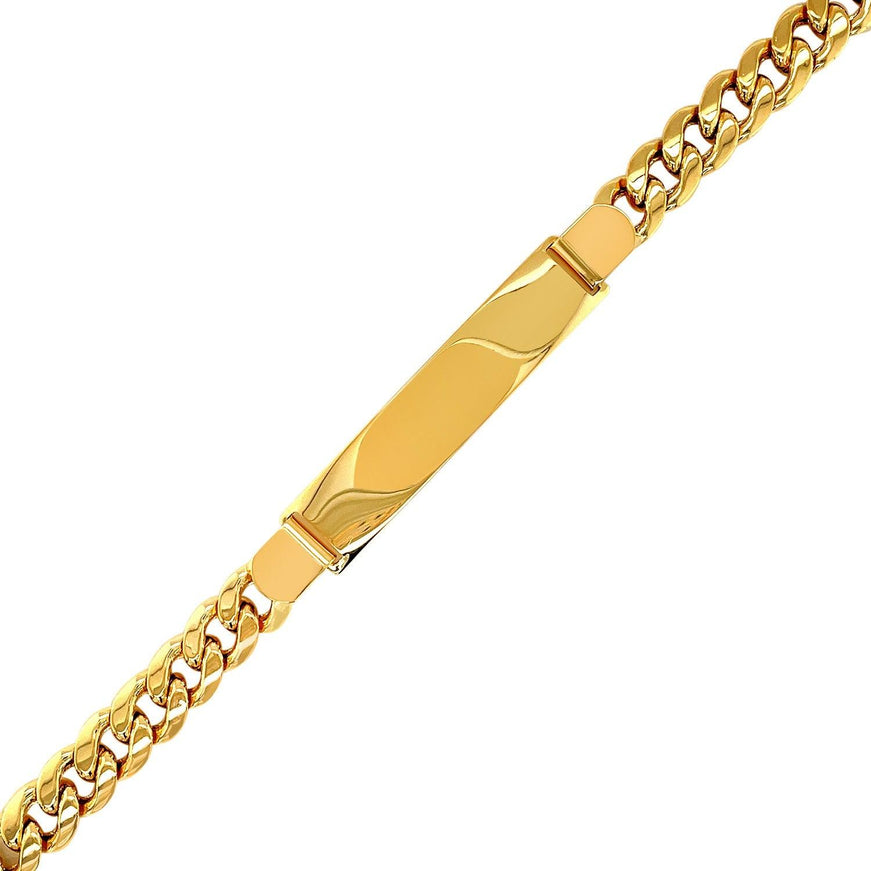 14k Yellow Gold Men's ID Cuban Chain Bracelet - Ellie Belle