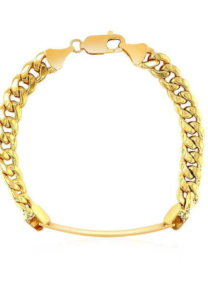 14k Yellow Gold Men's ID Cuban Chain Bracelet - Ellie Belle