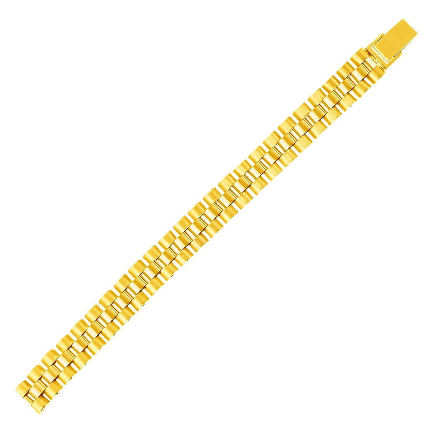 14k Yellow Gold Mens Panther Link Bracelet - Ellie Belle