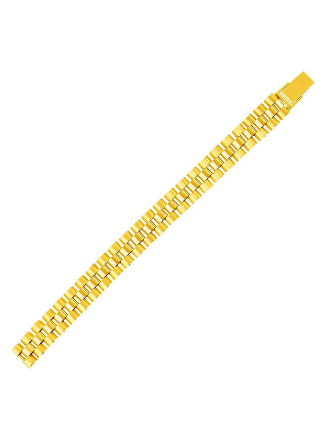 14k Yellow Gold Mens Panther Link Bracelet - Ellie Belle