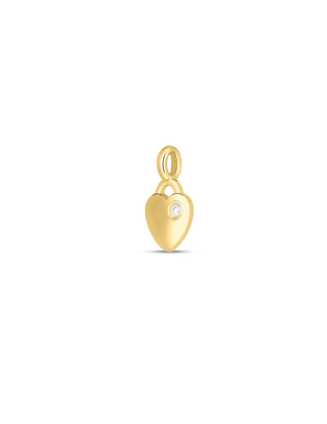 14k Yellow Gold Mini Diamond Heart Charm - Ellie Belle