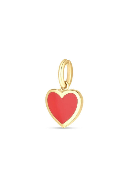 14k Yellow Gold Mini Red Enamel Heart Charm - Ellie Belle