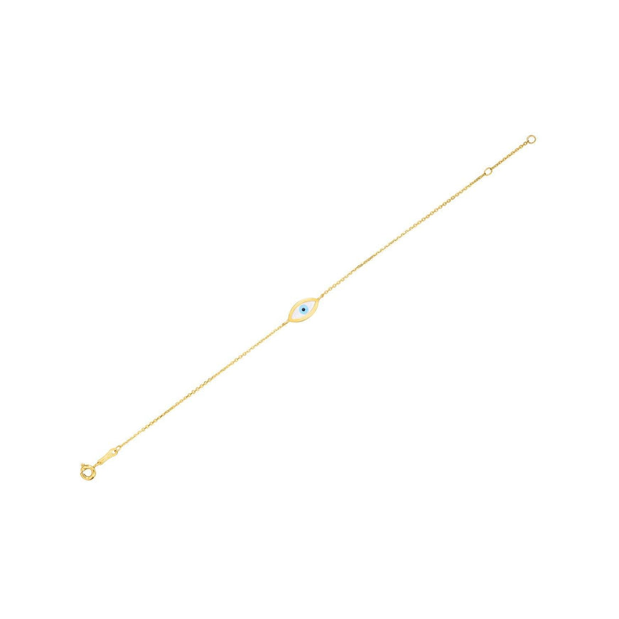 14k Yellow Gold MOP Evil Eye Bracelet - Ellie Belle