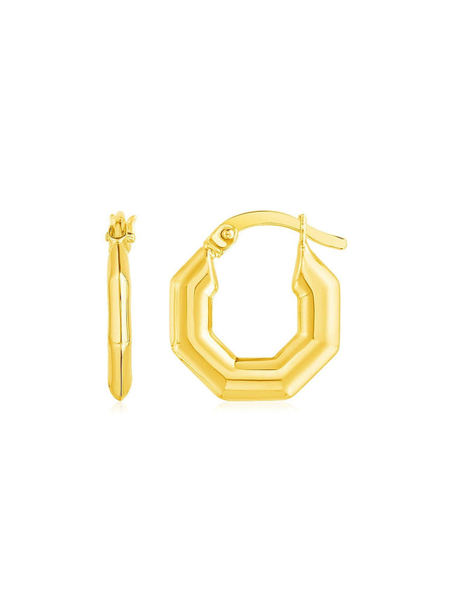 14k Yellow Gold Octagon Hoop Earrings - Ellie Belle
