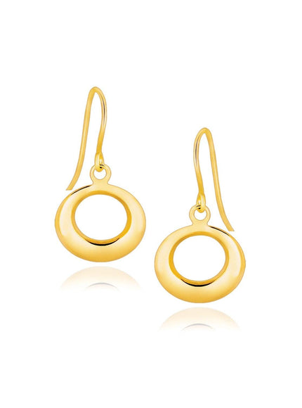 14k Yellow Gold Open Circle Dangle Earrings - Ellie Belle