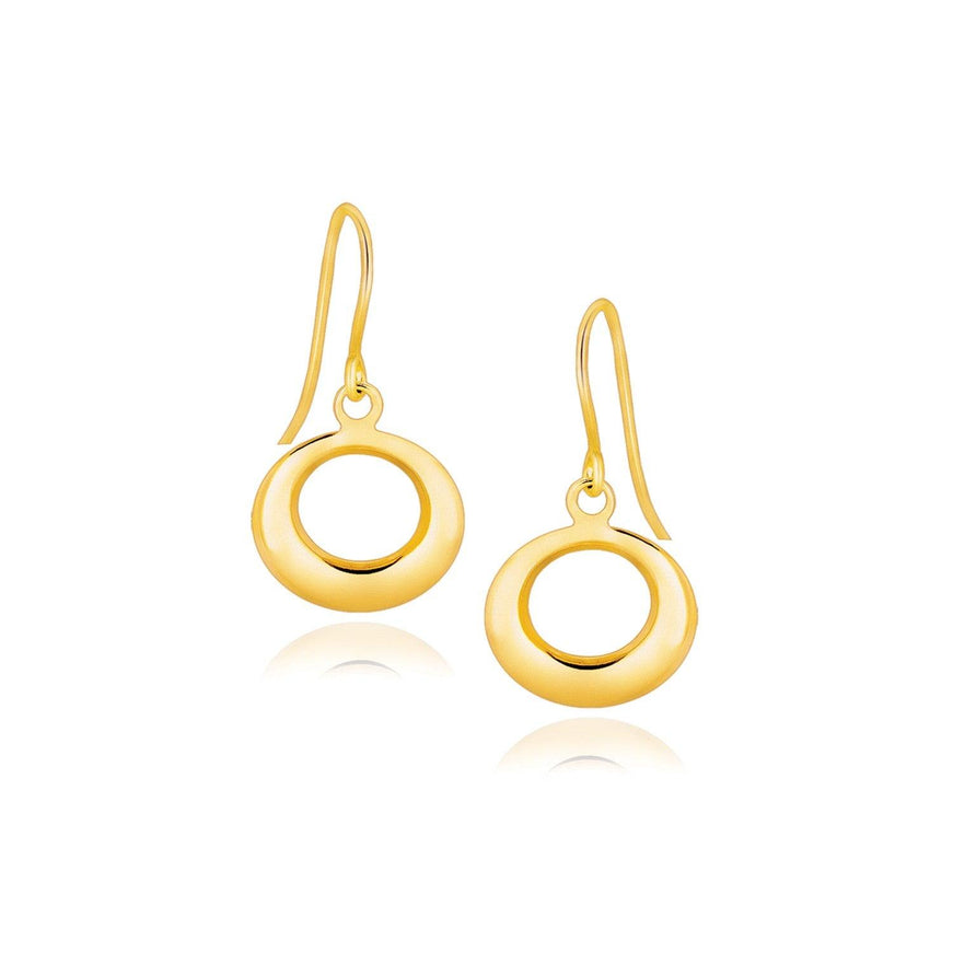 14k Yellow Gold Open Circle Dangle Earrings - Ellie Belle