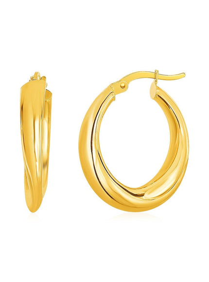 14k Yellow Gold Oval Hoop Earrings - Ellie Belle