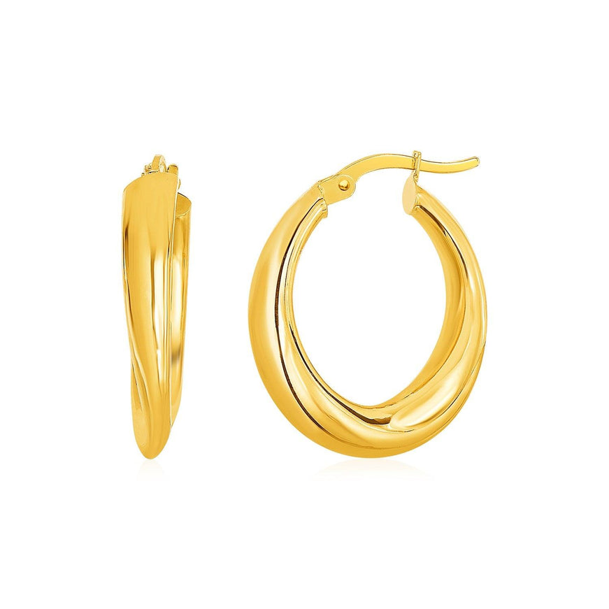 14k Yellow Gold Oval Hoop Earrings - Ellie Belle