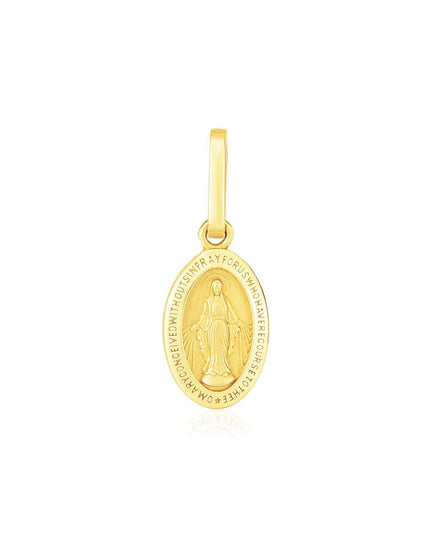 14k Yellow Gold Oval Religious Medal Pendant - Ellie Belle