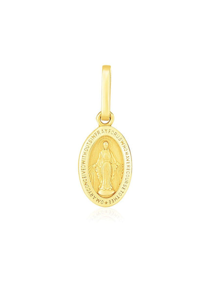 14k Yellow Gold Oval Religious Medal Pendant - Ellie Belle