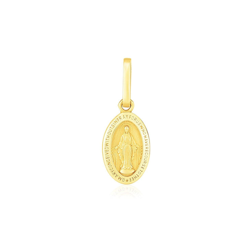 14k Yellow Gold Oval Religious Medal Pendant - Ellie Belle