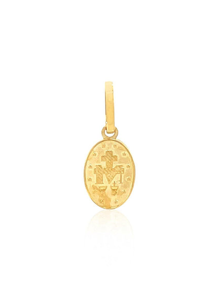 14k Yellow Gold Oval Religious Medal Pendant - Ellie Belle