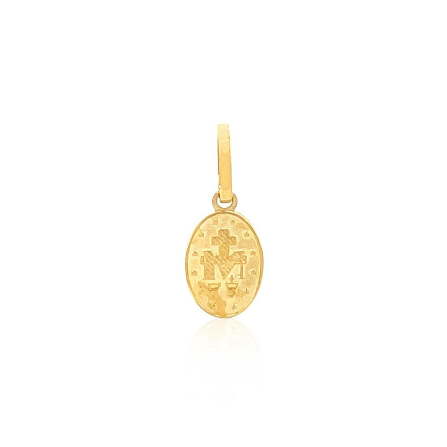 14k Yellow Gold Oval Religious Medal Pendant - Ellie Belle