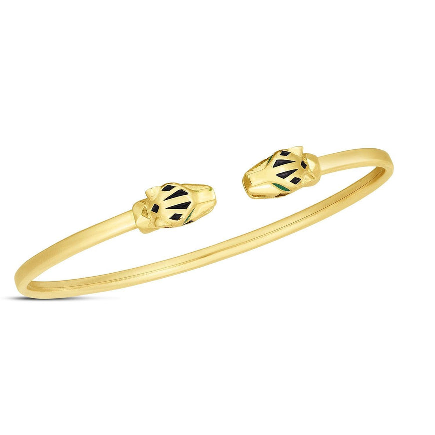 14k Yellow Gold Panther Bangle - Ellie Belle