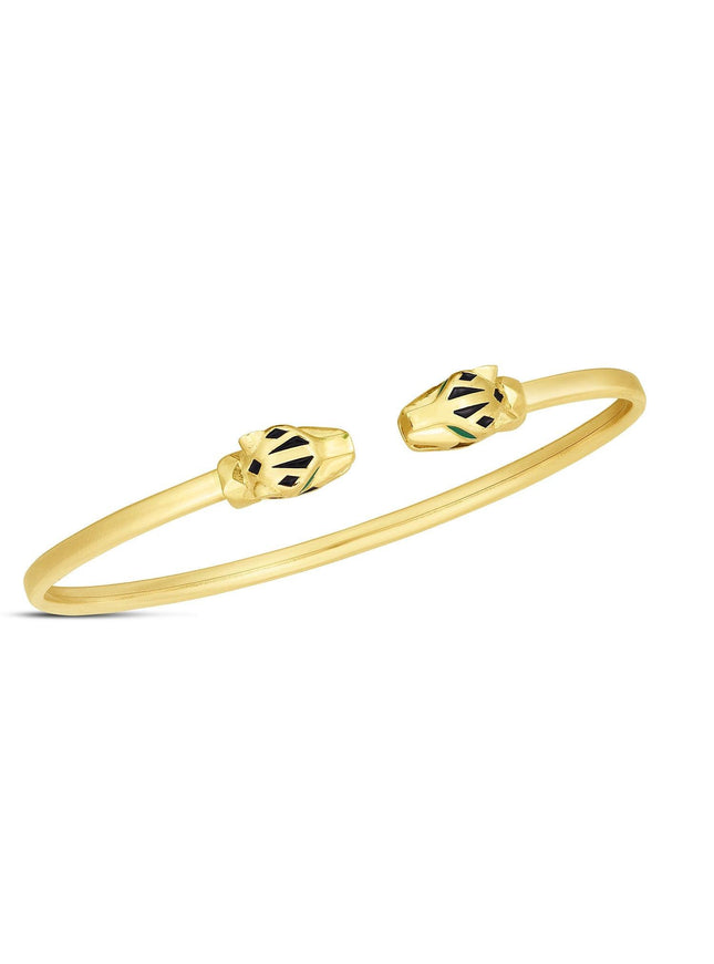 14k Yellow Gold Panther Bangle - Ellie Belle