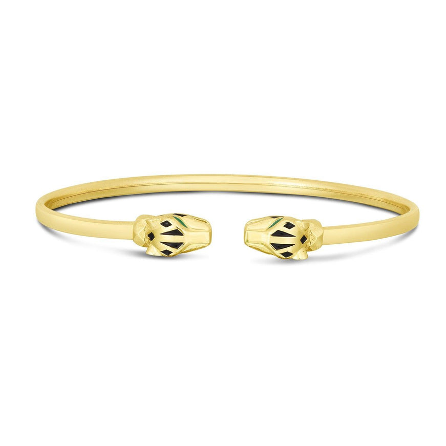 14k Yellow Gold Panther Bangle - Ellie Belle