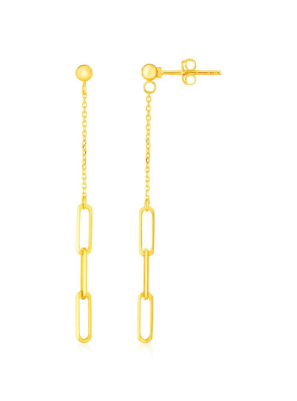 14K Yellow Gold Paperclip Chain and Fine Link Earrings - Ellie Belle