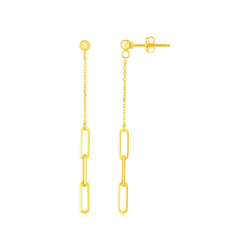 14K Yellow Gold Paperclip Chain and Fine Link Earrings - Ellie Belle