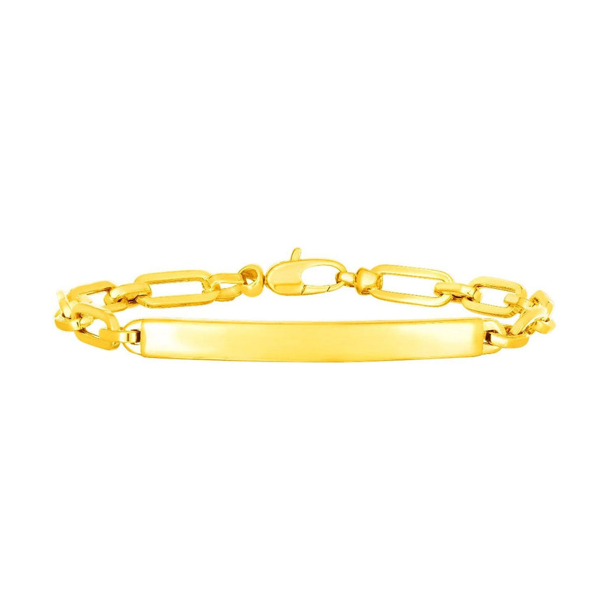 14K Yellow Gold Paperclip Chain ID Bracelet - Ellie Belle