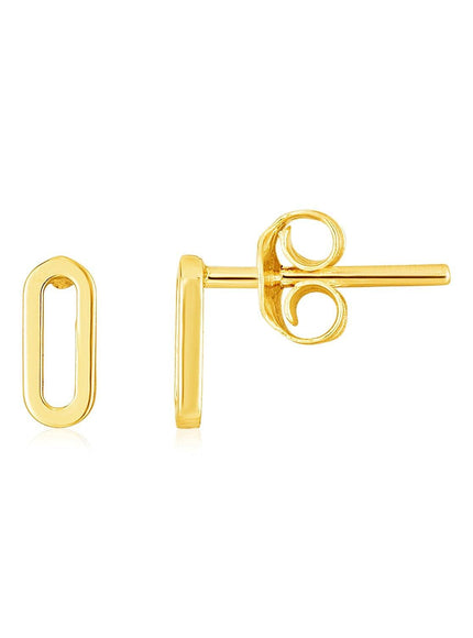 14k Yellow Gold Paperclip Link Stud Earrings - Ellie Belle