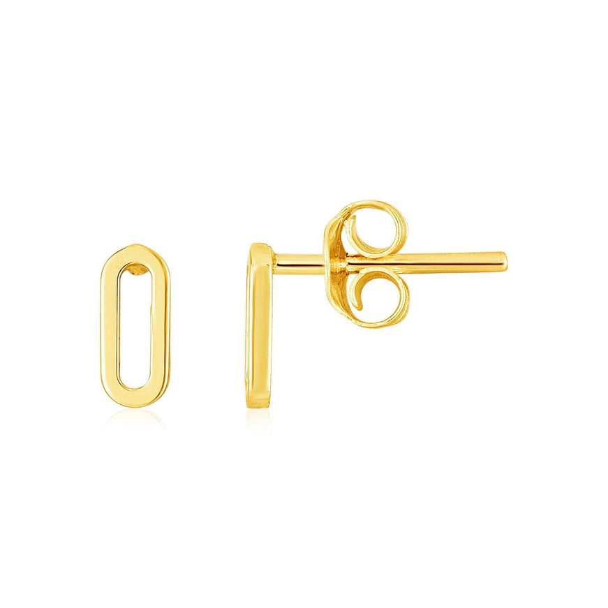 14k Yellow Gold Paperclip Link Stud Earrings - Ellie Belle