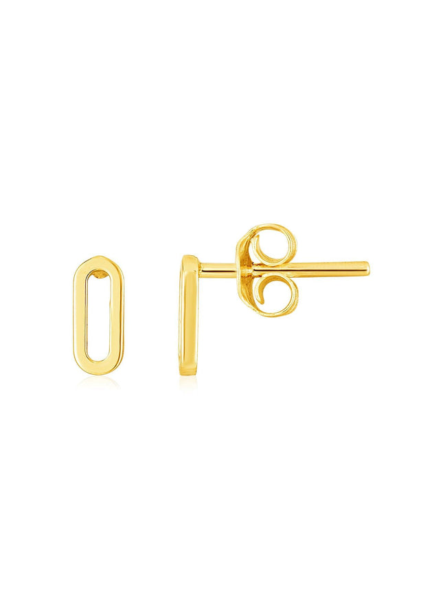 14k Yellow Gold Paperclip Link Stud Earrings - Ellie Belle