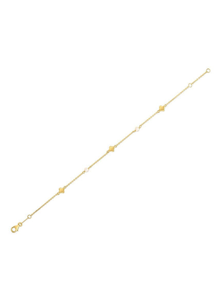 14k Yellow Gold Pearl Clover Bracelet - Ellie Belle