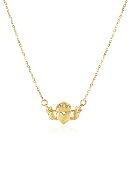 14k Yellow Gold Pendant with Claddagh Symbol - Ellie Belle