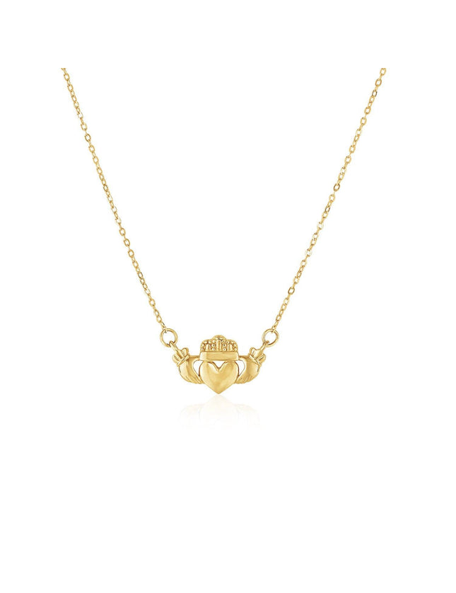 14k Yellow Gold Pendant with Claddagh Symbol - Ellie Belle