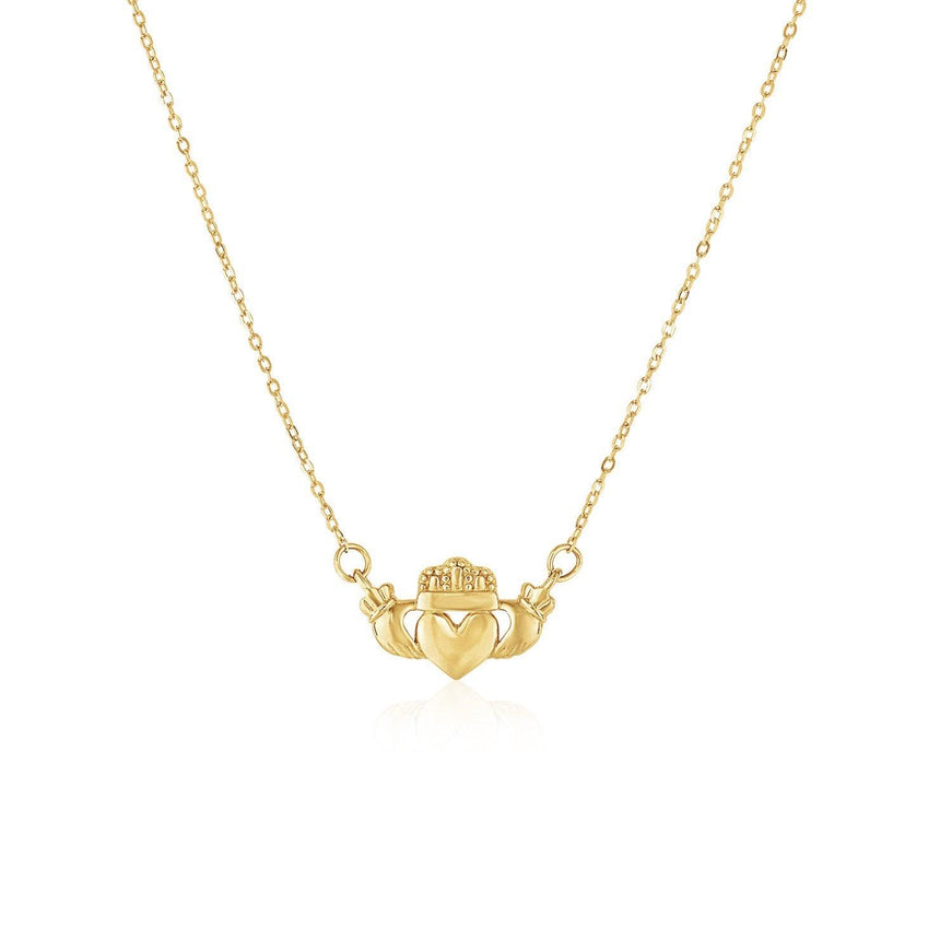 14k Yellow Gold Pendant with Claddagh Symbol - Ellie Belle