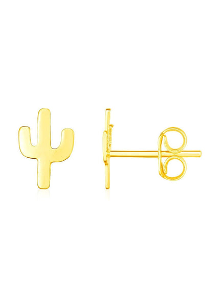 14K Yellow Gold Petite Cactus Earrings - Ellie Belle