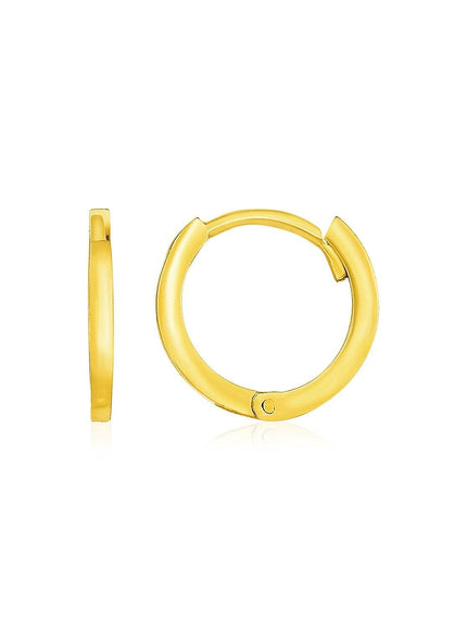 14k Yellow Gold Petite Polished Round Hoop Earrings - Ellie Belle