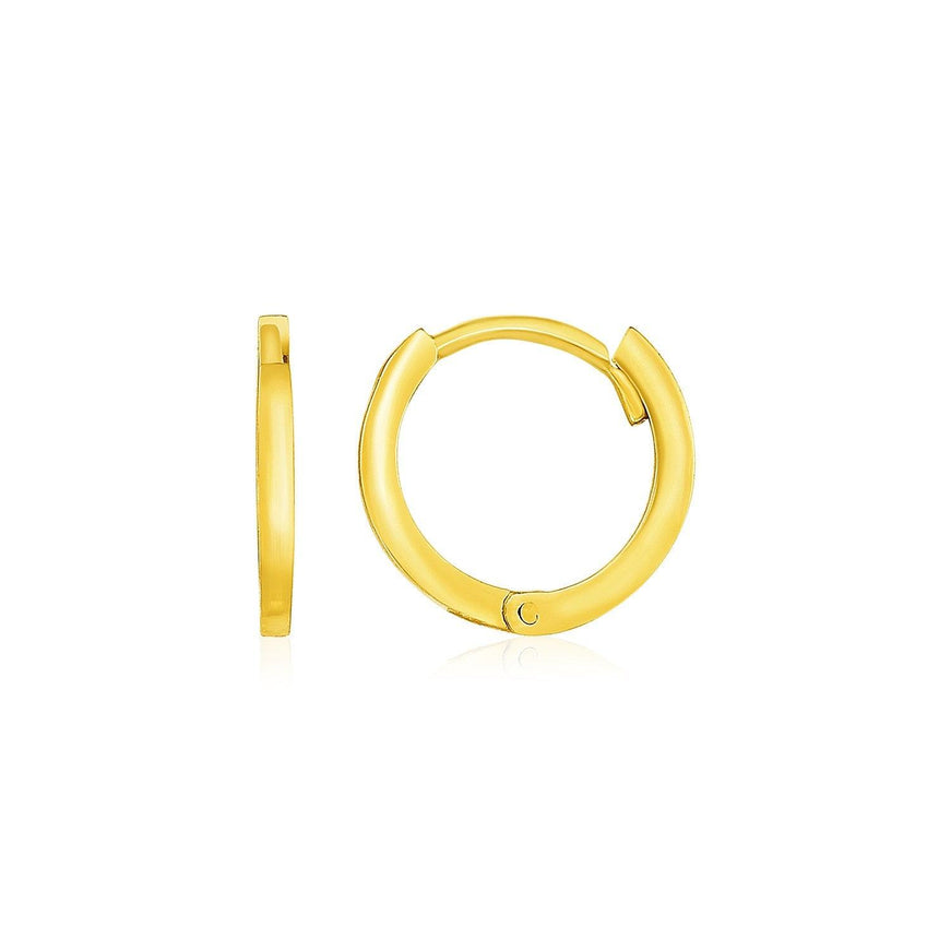 14k Yellow Gold Petite Polished Round Hoop Earrings - Ellie Belle