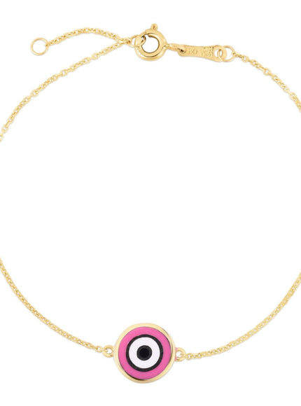 14k Yellow Gold Pink Evil Eye Bracelet - Ellie Belle