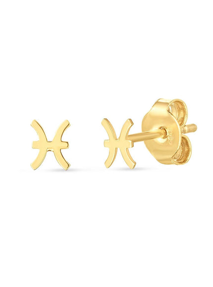 14K Yellow Gold Pisces Stud Earrings - Ellie Belle