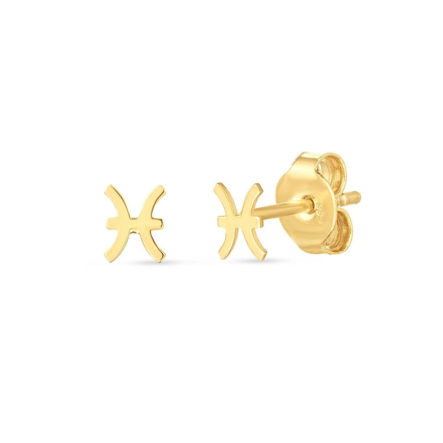 14K Yellow Gold Pisces Stud Earrings - Ellie Belle