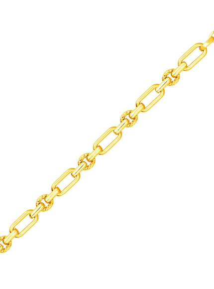 14k Yellow Gold Polished and Textured Link Bracelet - Ellie Belle