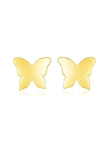 14k Yellow Gold Polished Butterfly Earrings - Ellie Belle