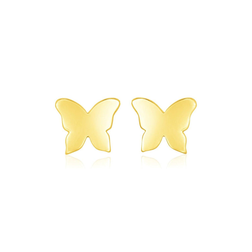 14k Yellow Gold Polished Butterfly Earrings - Ellie Belle