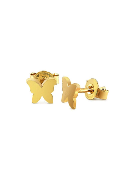 14k Yellow Gold Polished Butterfly Earrings - Ellie Belle