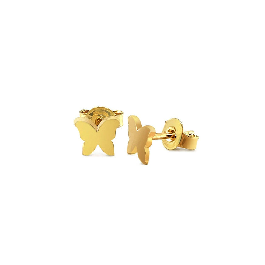 14k Yellow Gold Polished Butterfly Earrings - Ellie Belle